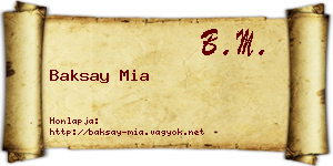 Baksay Mia névjegykártya
